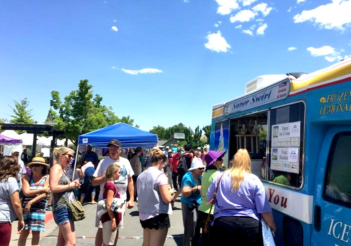 Super Swirl ice cream truck at a festival or large gathering